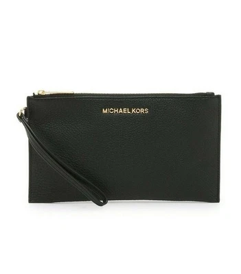NUEVO Bolso sin asas/muñequera Michael Kors Bedford grande de cuero con cremallera-negro/dorado Foto 1 de 3