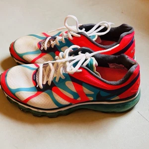 Nike Air Max Fit Sohle Damengröße 9 Laufschuhe grüne Sohle mit neonpink blau 2011 - Bild 1 von 10