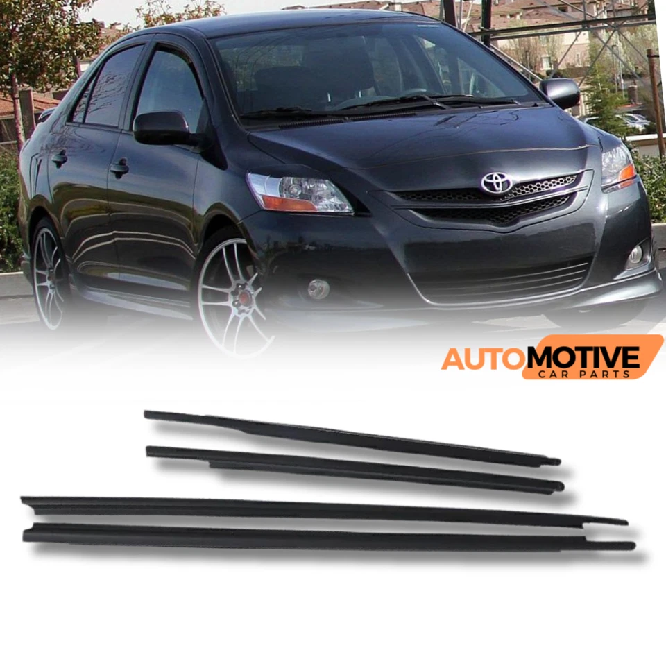 For 2007-2016 Toyota Yaris Sedan Weatherstrip Window Moulding Trim Seal Belt 4pc - Image 1 of 4
