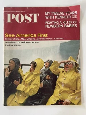 Saturday Evening Post Magazine August 28 1965 President JFK Kennedy RFK Tourism Foto 1 de 4