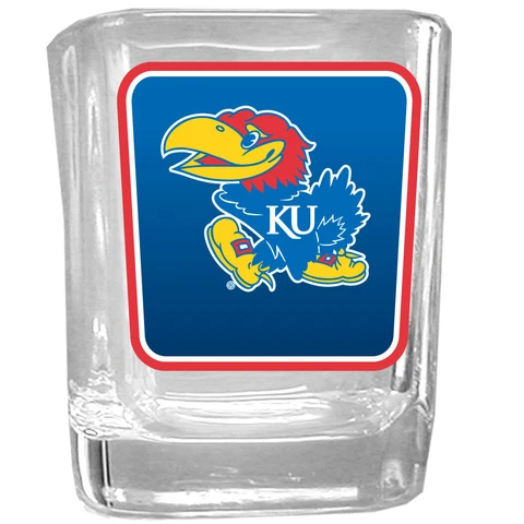 University of Kansas Jayhawks Square Shot Glass, NCAA  Licensed Cover