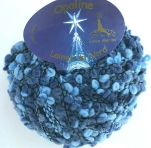 Laines du Nord OPALINE #10 Sky Dark Blues Denim Boucle Loops Wool 50g Yarn Skein - Picture 1 of 3