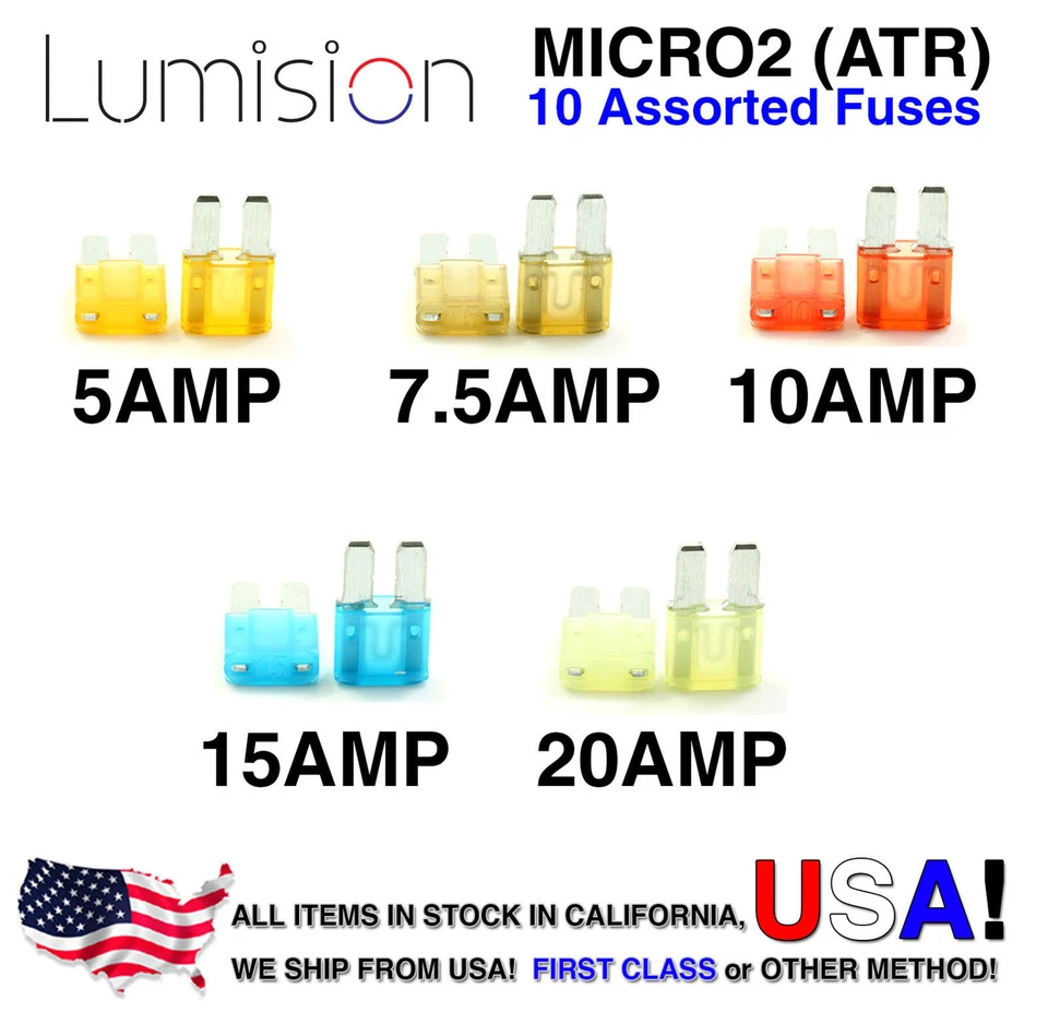 *fast * Automotive Micro2 ATR APT Fuses Assorted 10 Pcs 5a 7.5a 10a