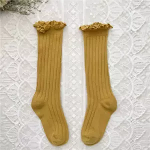 Ruffle Kids Knee High Socks Baby Girls Toddlers Long Soft Cotton Sock Lace Flowe - Picture 1 of 12