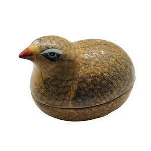 "Estatuilla de porcelana de codorniz de colección pintada a mano marrón con tapas plato de caramelos 6" - Imagen 1 de 9