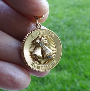 Vintage Monet Gold Tone A Day to Remember Wedding Bracelet Charm or Pendant - Picture 1 of 2