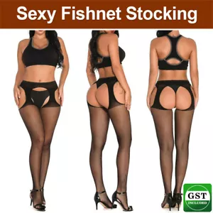 Sexy Thigh High Fishnet Stockings Pantyhose Suspender Garter Belt Tights - Picture 1 of 3