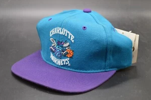 NWT Vintage 80'S LOGO 7 Charlotte Hornets Snapback Hat/Cap Rare Teal/Purple - Picture 1 of 7