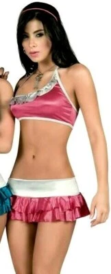 2052 Rosa Plata Metálico Bikini Falda Top 2 Piezas Go Go Dancer Rave S M L XL Foto 1 de 3