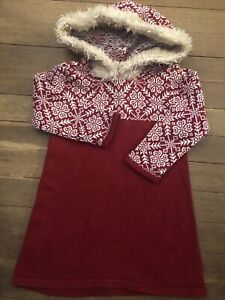 LL Bean Christmas Holiday Red Fur Sweater Nordic Dress Girl Sz 4T