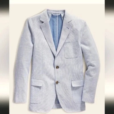 Blazer Traje Abrigo Chaqueta Hombre Mediano Vineyard Vines Lino Azul Claro Texturizado Foto 1 de 4