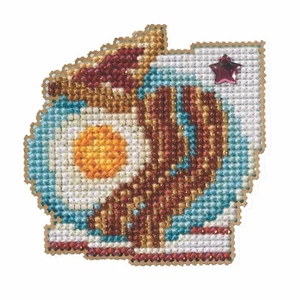 Bacon and Eggs Counted Cross Stitch Kit Mill Hill 2023 Spring Bouquet MH182314 - Picture 1 of 1