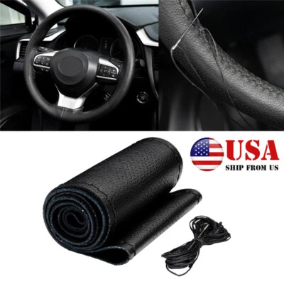 DIY Breathable Car Cowhide Leather Steering Wheel Cover with Needle & Thread - Image 1 of 4