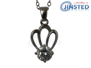 Alla Moda Stupendo Argento Collana Con Piuma E Gemma Ciondolo Gioielli - Foto 1 di 2