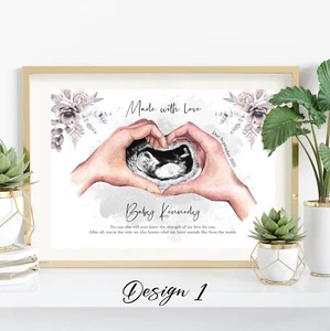 Personalisierter Schwangerschaftsscan Druck Geschenk, Ultraschall, Babydusche, Mutter zum Geschenk - Bild 1 von 11