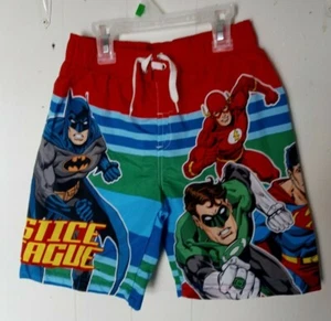 new Boys Swim Trunks,shorts,JUSTICE LEAGUE Net Lining SUPERMAN BATMAN FLASH - Picture 1 of 3