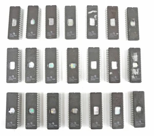 Lot TWENTY-ONE Used Texas Instruments TMS 27C010A & 27C010 200JL EPROM IC's. EP - Picture 1 of 1