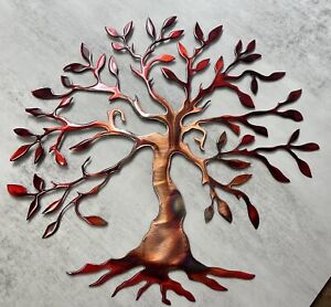 Olive Tree of Life - Metal Wall Art - Copper Red tinged 20" x 20"