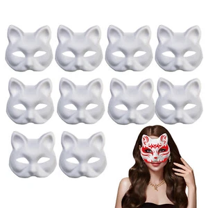 10PCS DIY Cat Shape Paintable Masque Half Face Cover Cosplay Props Cat Masque - Picture 1 of 12