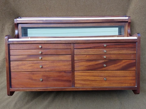 Antique Mahogany Dental / Jewelry Cabinet W Milk Glass Top Wall Hanging L@@K! Cover
