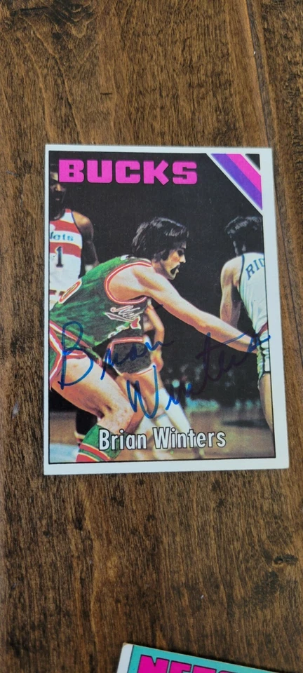 1975-76 TOPPS SIGNED ROOKIE CARD BRIAN WINTERS BUCKS LAKERS SOUTH CAROLINA # 143 - Image 1 of 1
