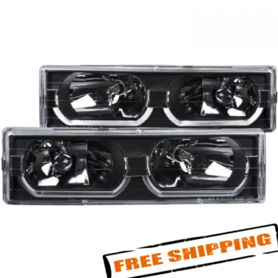 Anzo 111299 Clear/Black Headlights w/ Low Brow for 88-98 Chevy/GMC C/K1500/2500 - Image 1 of 3
