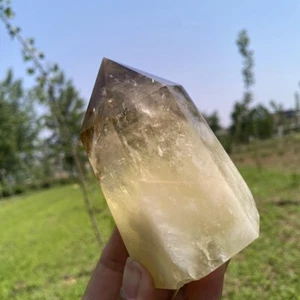 Varita de cristal de cuarzo obelisco de citrino natural de 0,4 kg decoración de cristal de Reiki - Imagen 1 de 12