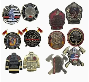 Feuerwehr Thin Red Line Challenge Coin Geschenkset Collectors Edition - 6 Stück - Bild 1 von 13