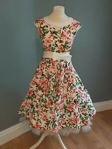 Vintage Inspired Dress tropical bird design fit & Flare 1940s/50s  Size  16