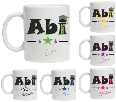 KREATIVSTUDIO87 Tasse Abi 2021 / 20xx Abitur Geschenk Junge Mädchen PERSONALISIERT NAME