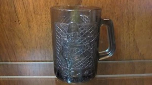 Vintage 1974 McDonalds Smokey Grey Glass Mug Captain Crook Playing Baseball - Picture 1 of 2