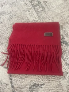 Coach Women's Scarf Cashmere & Wool Blend Fringe Winter Scarf Burgundy 66x10" - Picture 1 of 4