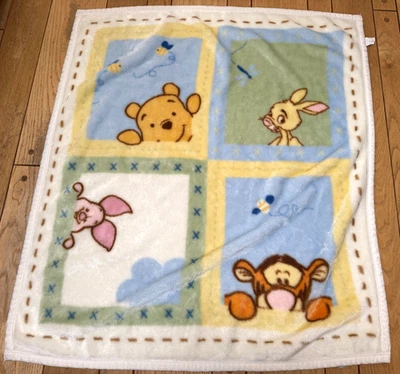 Disney Winnie The Pooh Manta Bebé Peluche Suave 35" x 40" Colores Pastel EXCELENTE Foto 1 de 4