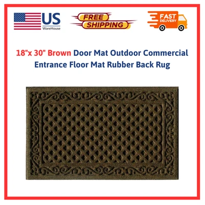 18"x 30" Brown Door Mat Outdoor Commercial Entrance Floor Mat Rubber Back Rug - Image 1 of 4
