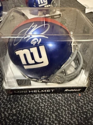 Mini capacete Steiner autografado assinado por Justin Tuck New York Giants Riddell certificado de autenticidade - Imagem 1 de 2