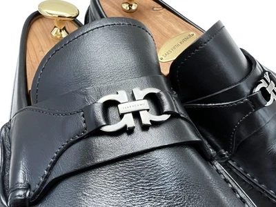 $850 Salvatore Ferragamo FLORIN Shoes Silver Gancini Bit Drivers Loafers 8 EE - Image 1 of 4