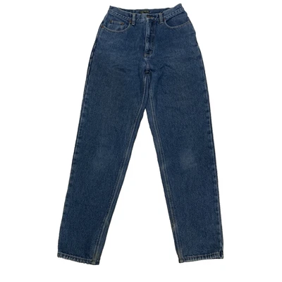 Eddie Bauer womens Red Plaid Flannel Lined Taper Leg High Rise Blue Jeans sz 10T - Image 1 of 4