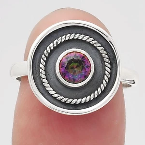 Mystic Topaz 925 Sterling Silver Ring s.7.5 Jewelry R-1439 - Picture 1 of 5