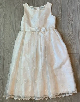 Vintage Rare Editions Fancy White Dress Girls Size Embroidery & Beading #1725D - Image 1 of 4