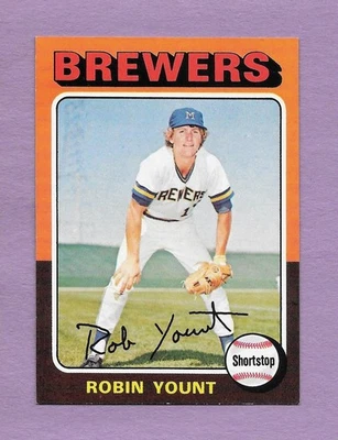 1975 年 Topps #223 Robin Yount RC Brewers HOF 尖锐带良好中心 EXMT+近乎完好 — 第 1/2 张图片