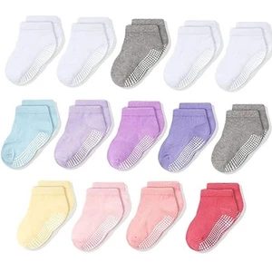Non-Slip Ankle Grip Low Cut Toddler Socks, 14 Pack, Pastel Colors, 3-5 Years Old - Picture 1 of 6