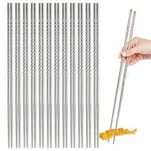 12 Pairs 15 Inches Extra Long Cooking Chopsticks, Stainless Steel Reusable Fr... - Picture 1 of 7