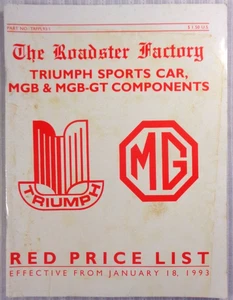 1993 The Roadster Factory - Triumph Sports Car MGB & MGB-GT Price Catalogue - Picture 1 of 3