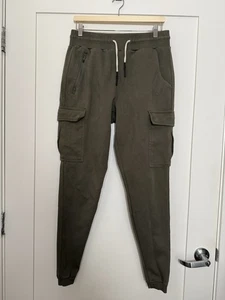 ASRV Cargo Jogger Pants Mens Sz L Olive Green Cotton Blend Zip Pockets DSG-0127 - Picture 1 of 14