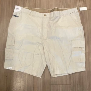 Izod Salzwasser Shorts Herren 52 Big & Tall beige 11 Zoll Cargo entspannt flache Vorderseite - Bild 1 von 13