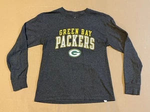Green Bay Packers Shirt Boys Youth Large Gray Long Sleeve T-Shirt NFL Football - Picture 1 of 9