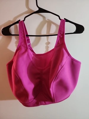 Sujetador deportivo 1066 Glamorise deportivo sin rebote rosa fucsia sin aros talla 38F usado en excelente estado  Foto 1 de 4