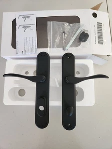 PELLA MATTE BLACK FRENCH DOOR HANDLE SET LEFT HINGE W/KEY CYLINDER NEW IN BOX - Picture 1 of 6