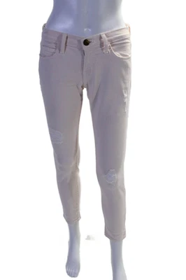 Pantalones de mezclilla ajustados Current/Elliott para mujer de algodón desgastado con cinco bolsillos rosa talla 25 Foto 1 de 4