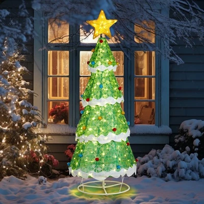 6.4 FT Pop-up Christmas Tree Decorations with 200 LED Lights for Outdoor Décor - Image 1 of 4
